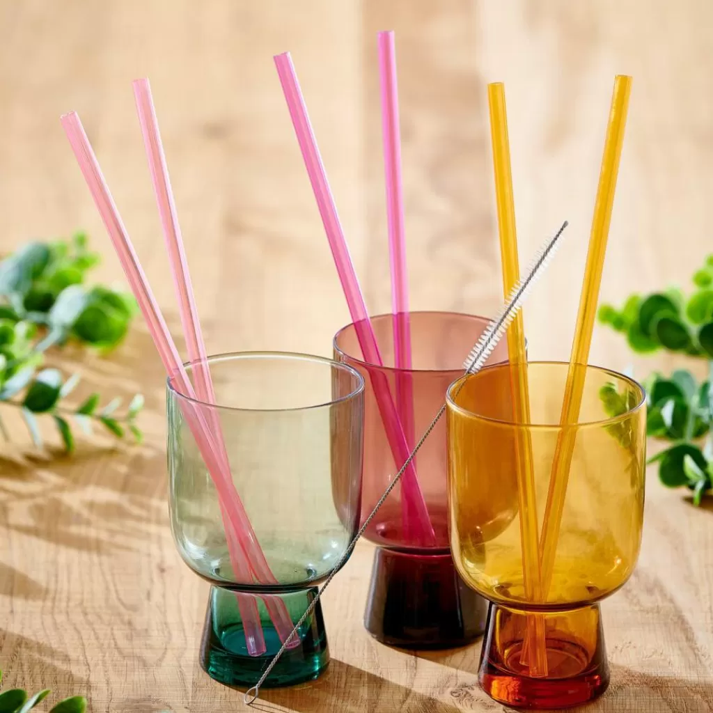 Juego de 6 Pajitas Reutilizables CASA SLURP - Combinación Vibrante en Naranja, Violeta y Fucsia para Cócteles Creativos, Fiestas y Hogar, Diseño Duradero con Estilo Divertido