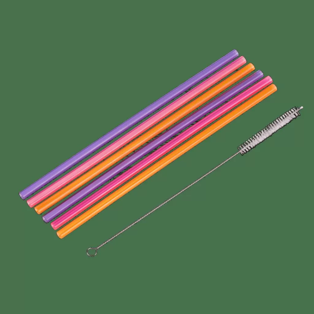Juego de 6 Pajitas Reutilizables CASA SLURP - Combinación Vibrante en Naranja, Violeta y Fucsia para Cócteles Creativos, Fiestas y Hogar, Diseño Duradero con Estilo Divertido