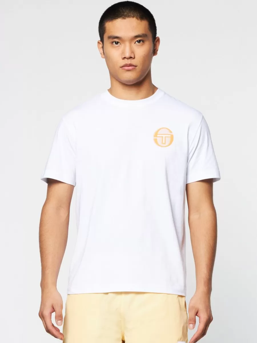 Camiseta Tenda Sergio Tacchini - Blanco Puro con Detalles en Naranja Mandarina (Colección Esenciales)