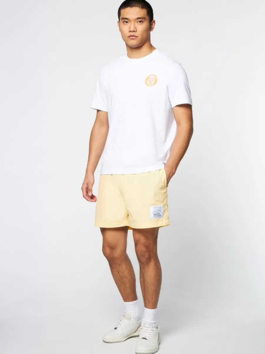 Camiseta Tenda Sergio Tacchini - Blanco Puro con Detalles en Naranja Mandarina (Colección Esenciales)