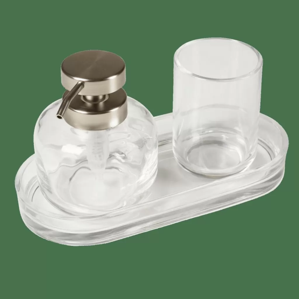 PortaJabones CASA TOKIO con Estuche de Cristal - Kit Completo para Lavamanos Moderno (Incluye Soporte y Accesorios)