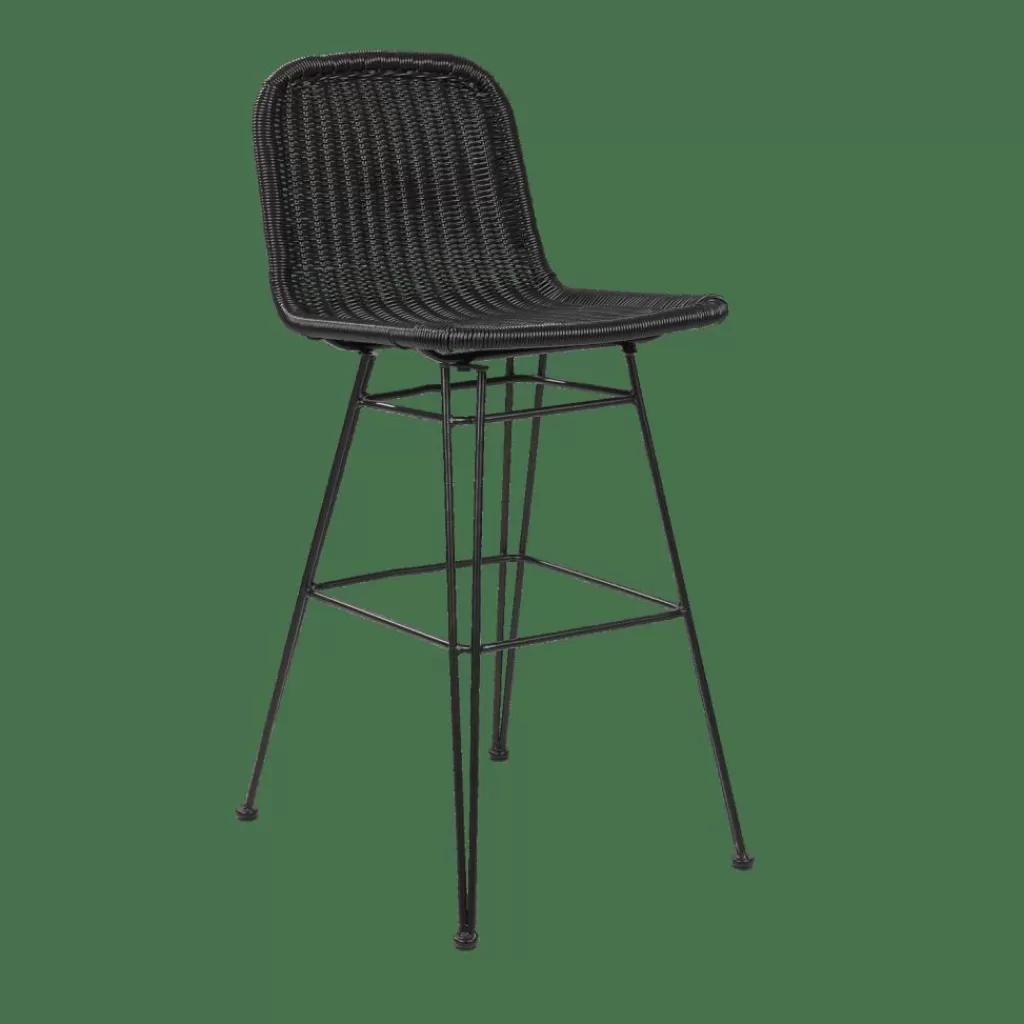 Sillas Altas de Diseño Elegante CASA VIENNA - Modelo Bar y Terraza en Negro Intenso, Asientos Resistentes para Interior y Exterior