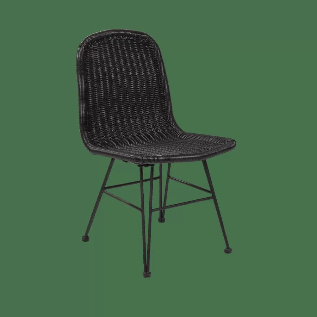 Sillas de Comedor Modernas CASA VIENNA - Juego de 4 Asientos para Interior y Exterior en Negro Intenso | Diseño Elegante para Terraza y Jardín con Estructura Resistent