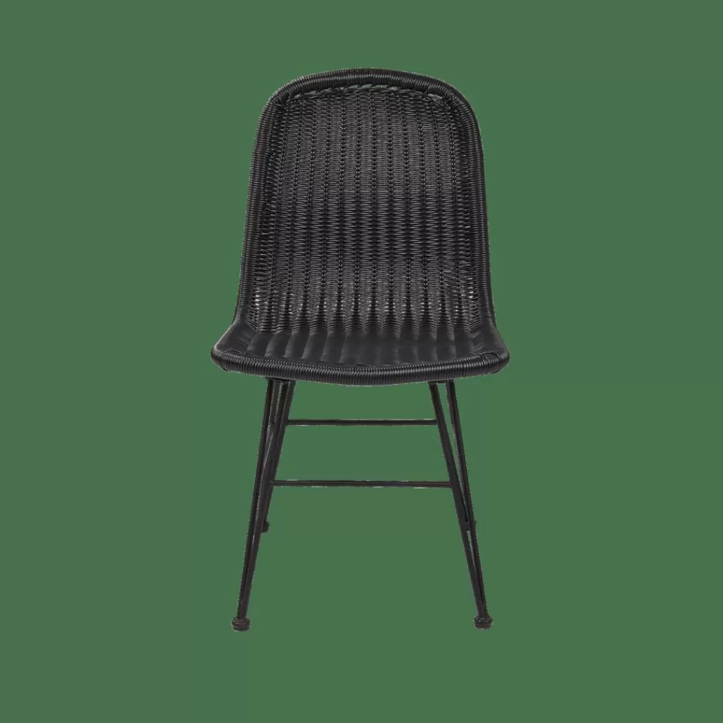 Sillas de Comedor Modernas CASA VIENNA - Juego de 4 Asientos para Interior y Exterior en Negro Intenso | Diseño Elegante para Terraza y Jardín con Estructura Resistent