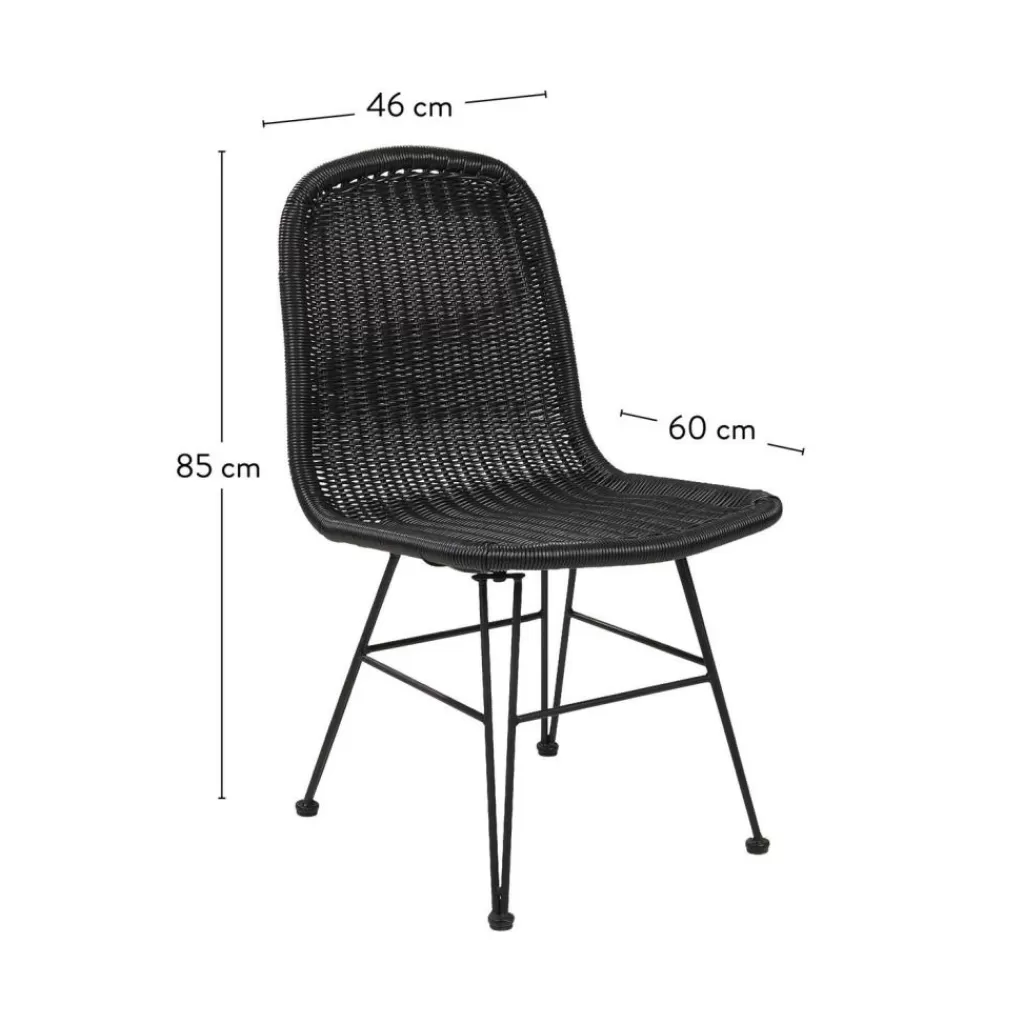 Sillas de Comedor Modernas CASA VIENNA - Juego de 4 Asientos para Interior y Exterior en Negro Intenso | Diseño Elegante para Terraza y Jardín con Estructura Resistent