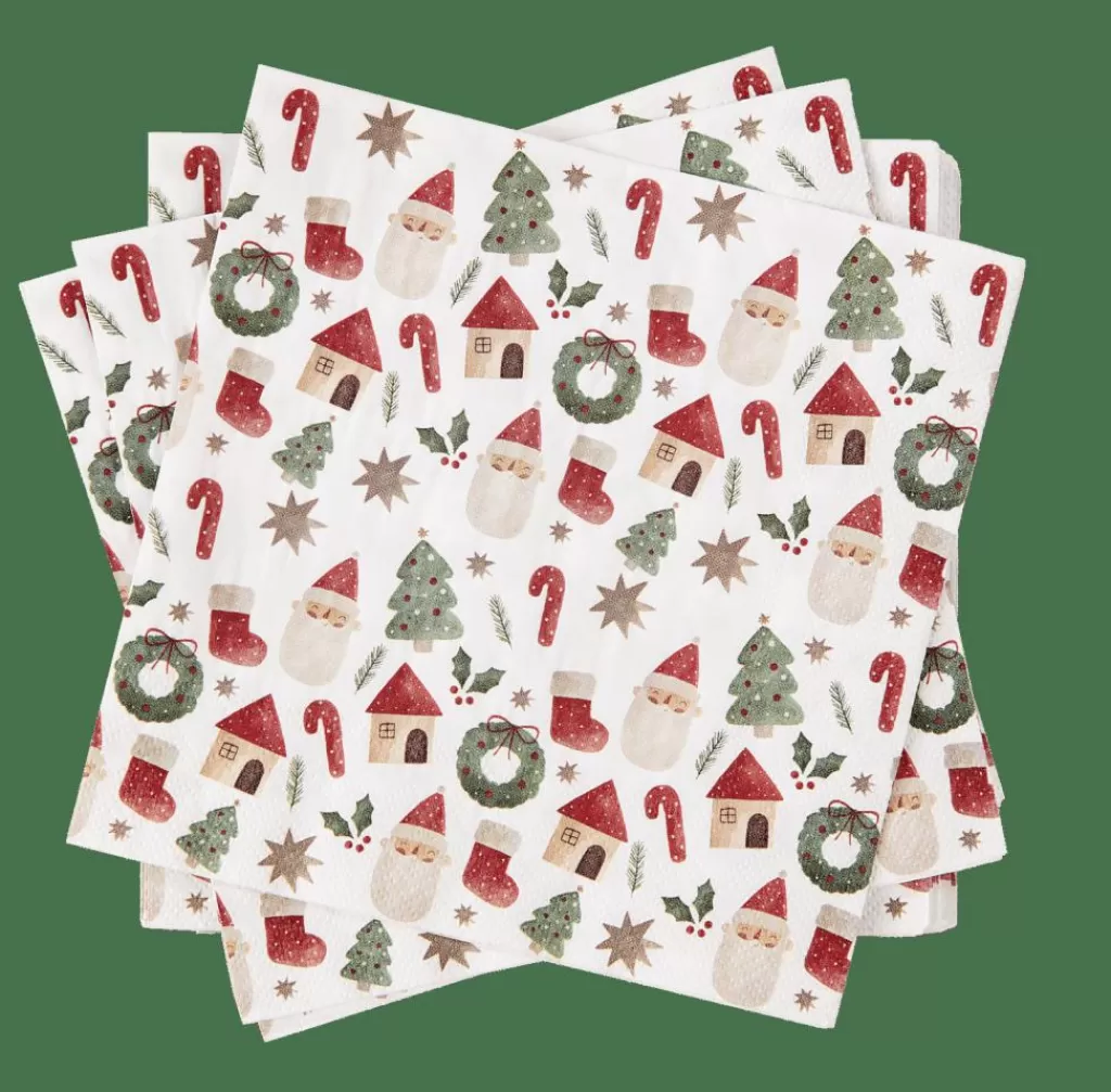 Juego de 20 Servilletas Navideñas Multicolor - Ambiente Festivo para Tu Hogar CASA X-MAS